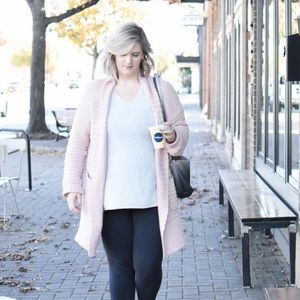 Ava & Viv Pink Chunky Open Cardigan: Size 1X